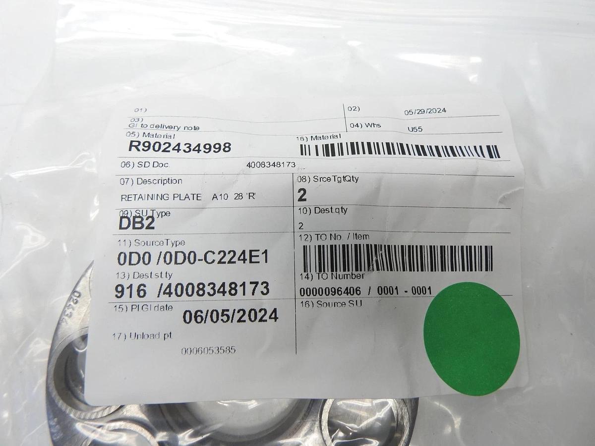 Lot of 2 - Rexroth R902434998 Retainer Plate A10VO28 OEM NEW!
