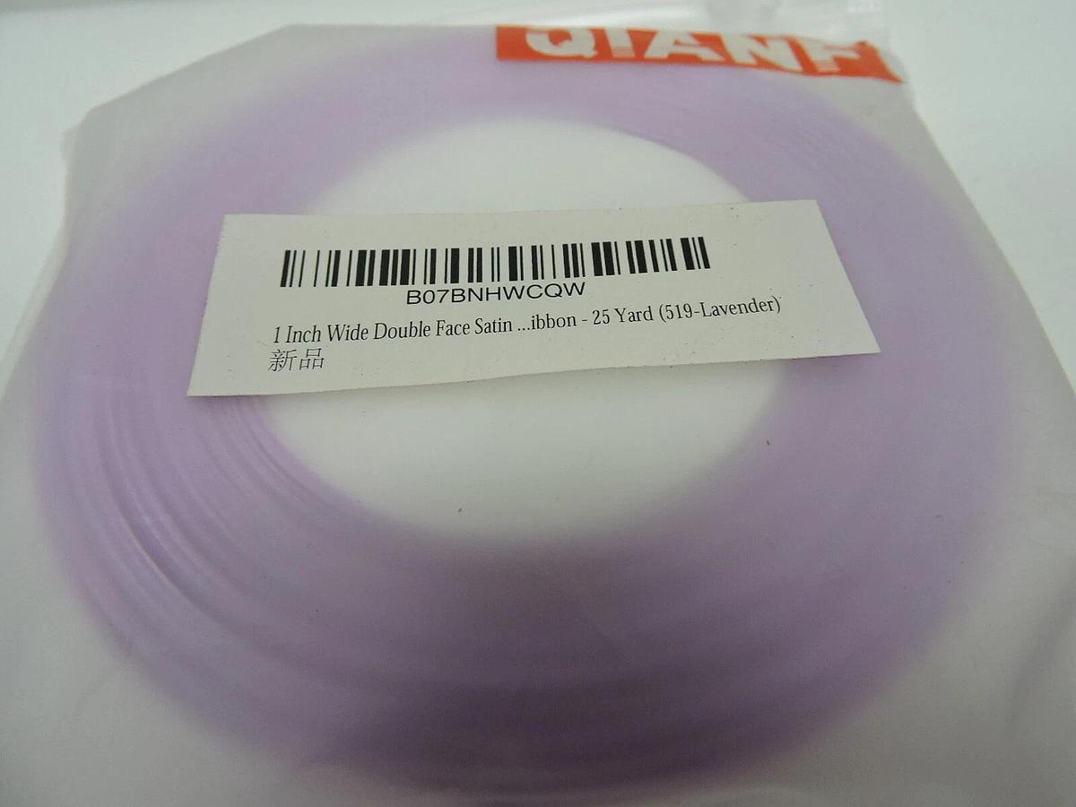 (Lot of 4) Qianf 1 inch Double Face Satin No Fading Ribbon 25 Yards Lavender