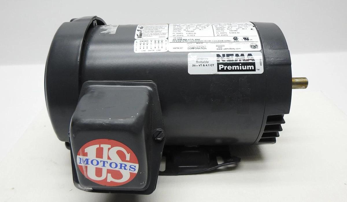 US Motors (Nidec) U32P2DFC, 1.5HP, 1755 RPM, 3PH, 208V/230V/460V - BULK NEW!