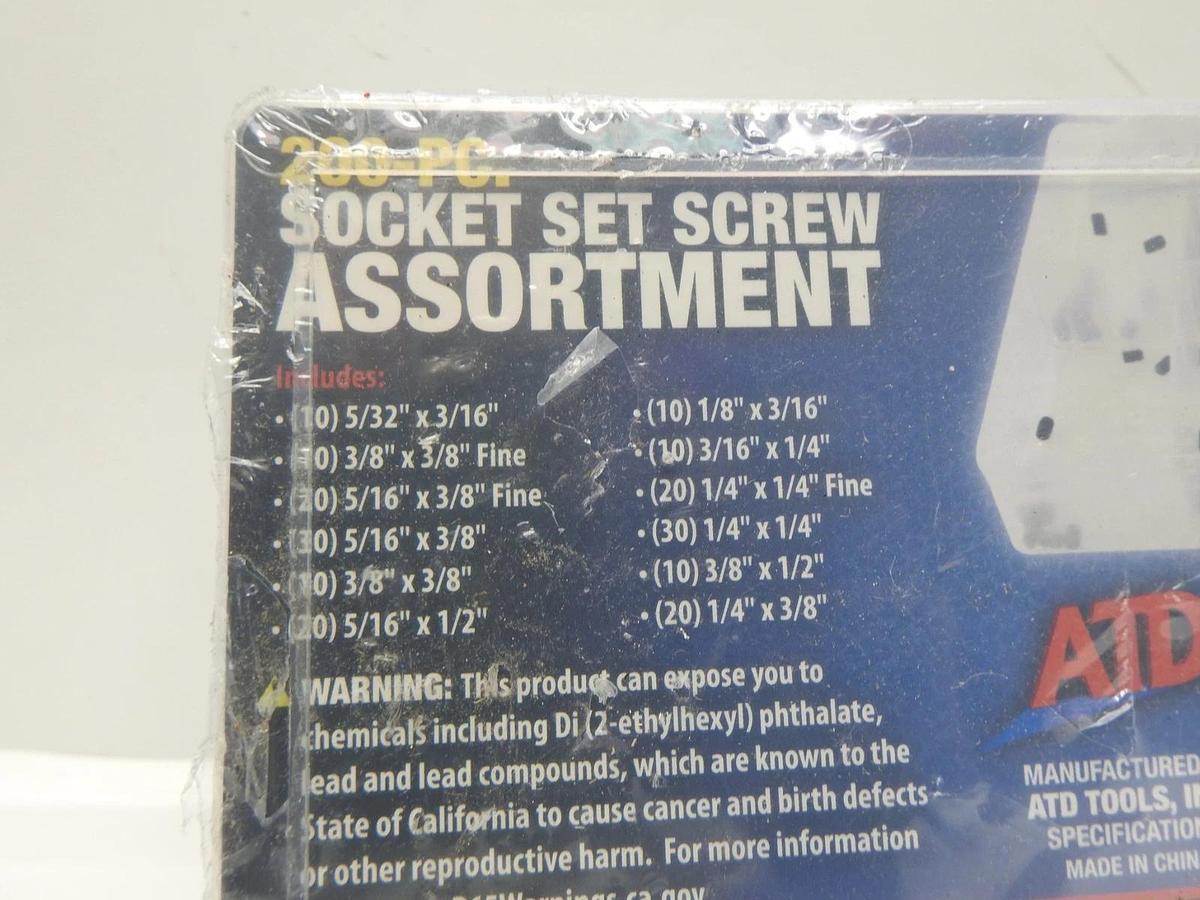ATD Tools 381 200-Piece Socket Set Screw Assortment ATD-381 NEW