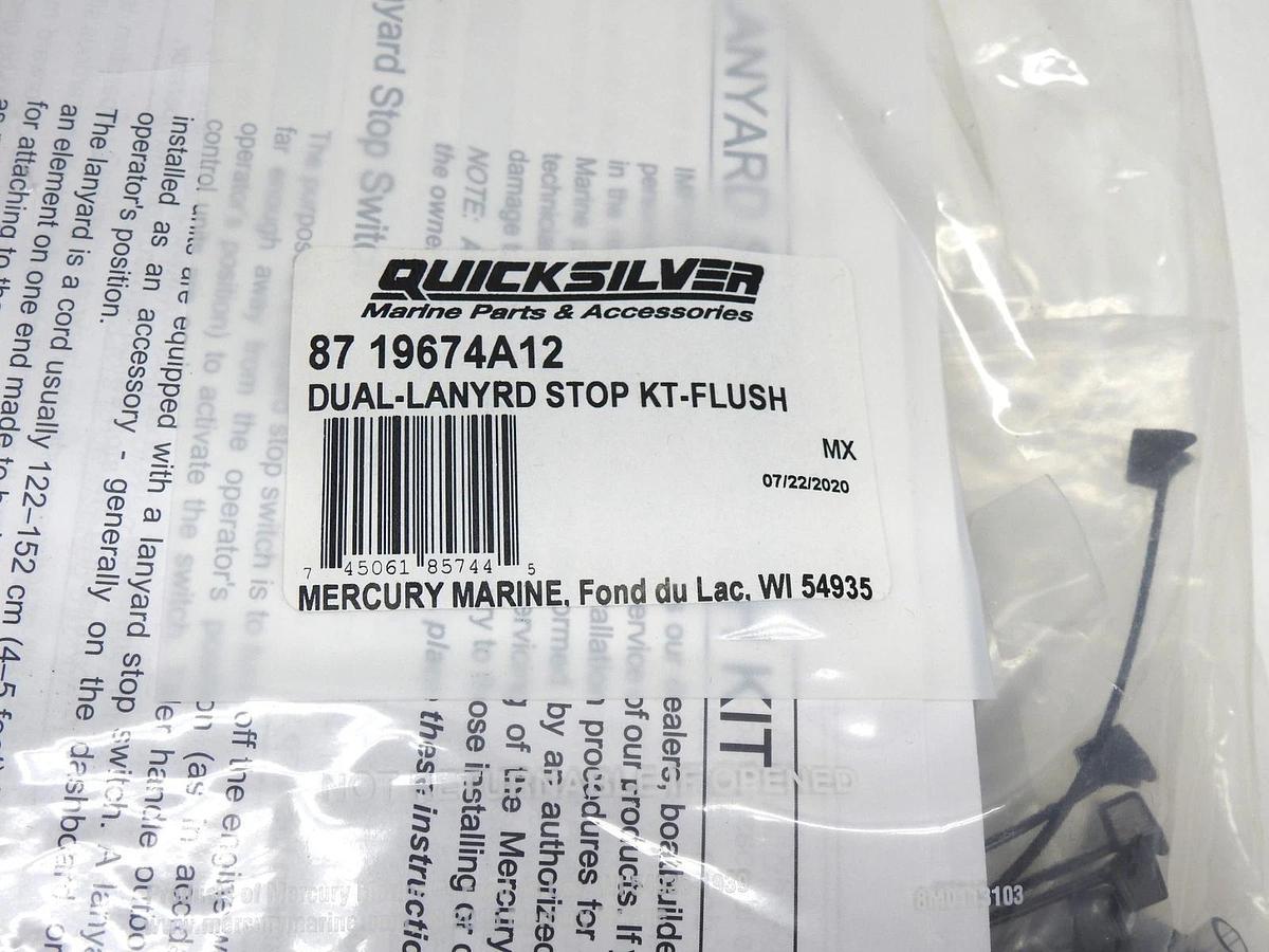 GENUINE Mercury Boat Lanyard Stop Kit Flush 87 19674A12 for Outboards & DTS OEM!