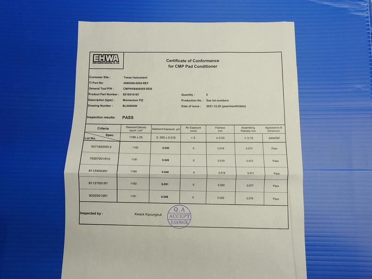(x5) EHWA Diamond General Tool for CMP PAD Conditioner 8210010187 CMPNVB400505