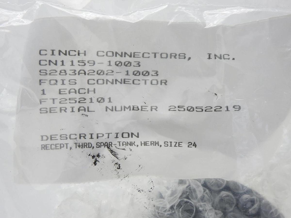 Cinch CN1159-1003 Bulk Head Feed-Through Receptacle Connector GENUINE NEW!