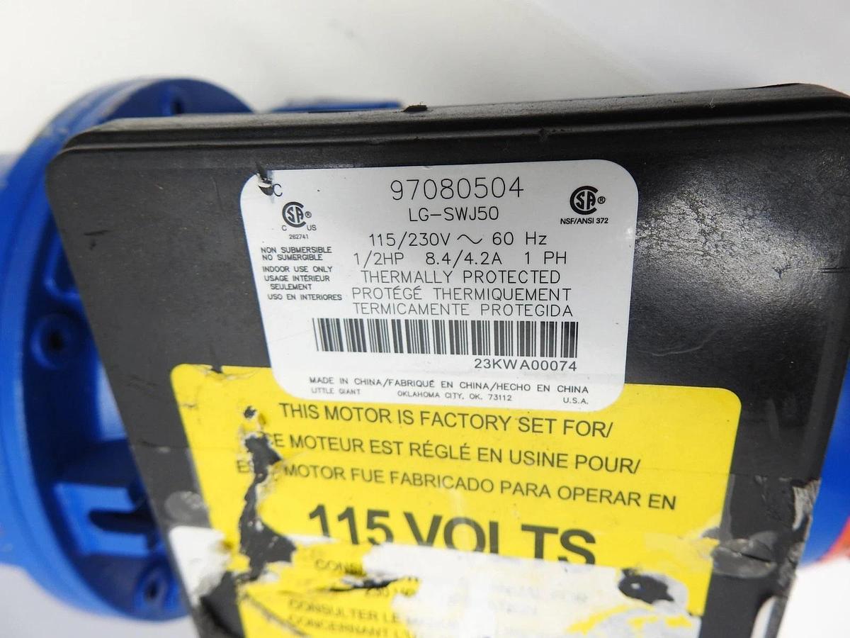 Little Giant LG-SWJ50 - 12 GPM 1/2 HP Cast Iron Shallow Well Jet Pump 97080504