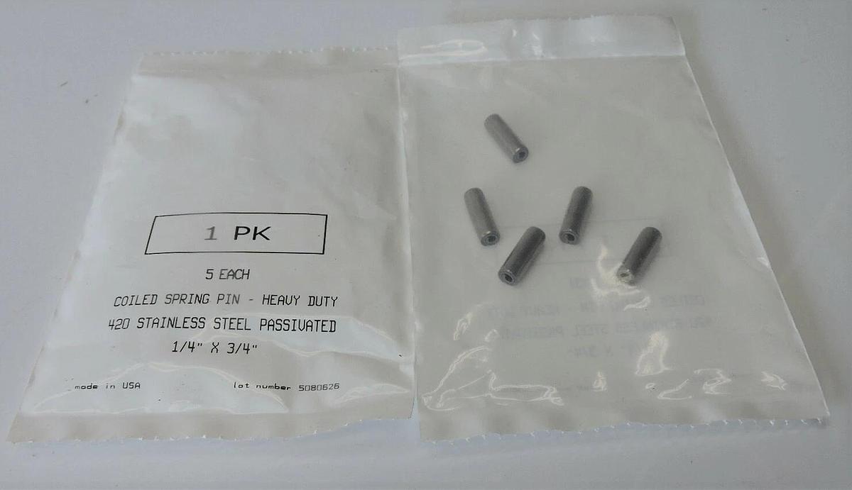 25 Pack Coiled Spring Pin  1/4" x 3/4" Heavy Duty 420 Stainless Steel Passivated