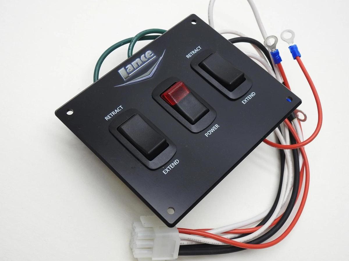 Lance RV Camper RETRACT, EXTEND, POWER Switch Panel (3 Button) Electric Control