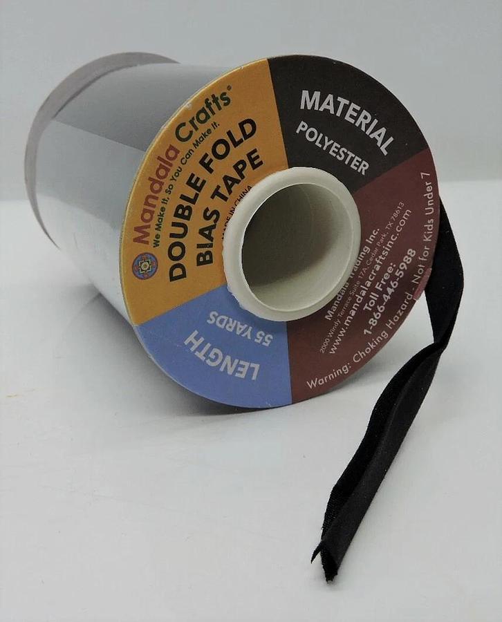 Mandala Crafts Double Fold Bias Tape BLACK 1/2" 55 yards
