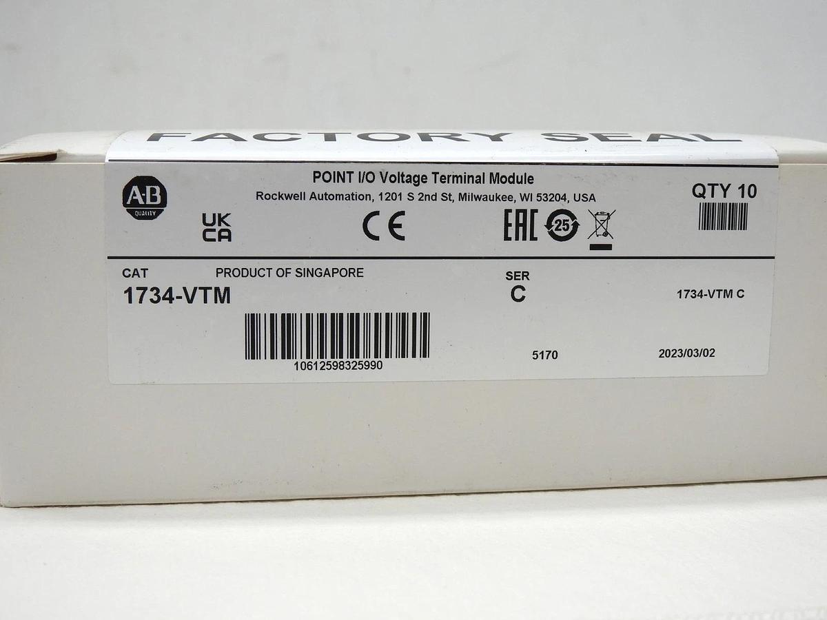 Box of 10 *2023* NEW Allen Bradley 1734-VTM I/O Voltage Terminal Module SEALED!