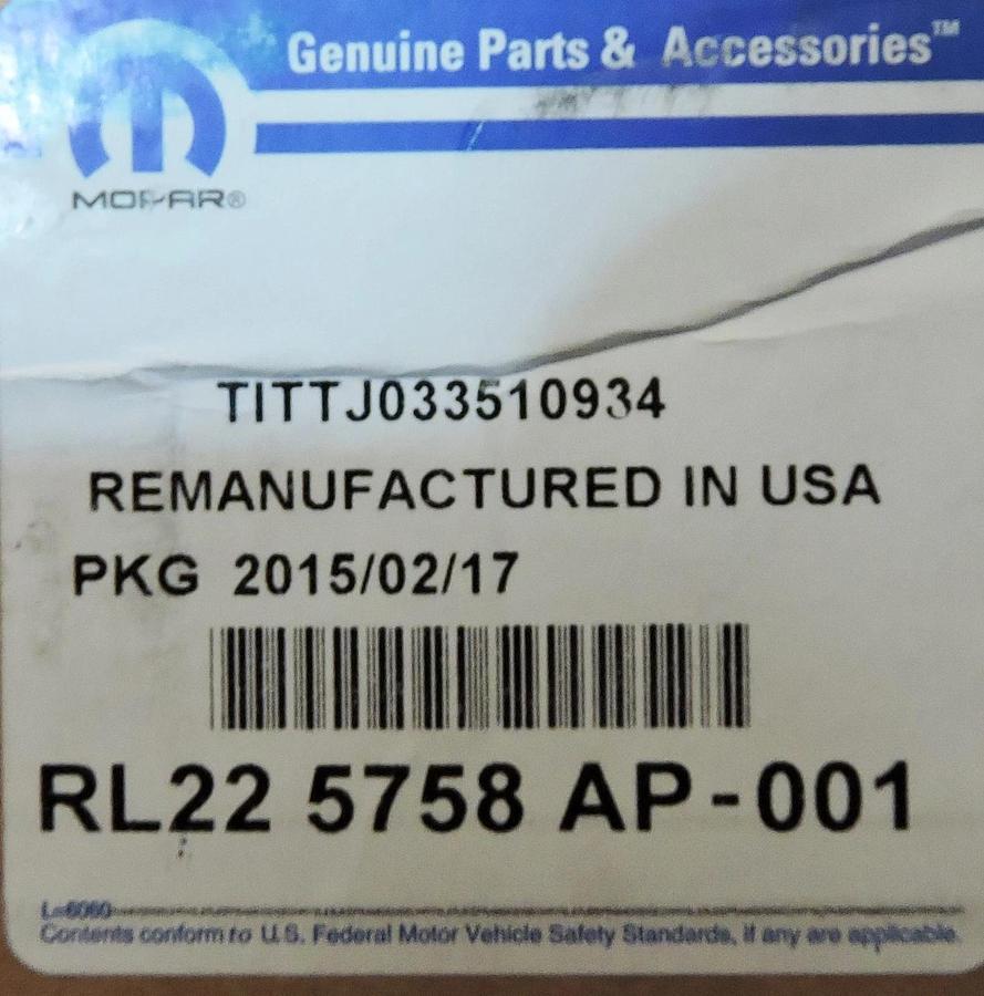 MOPAR RL225758AP fits 2015 Jeep Cherokee 3.2L-V6 Trans-axle Trans - NO CORE!!!