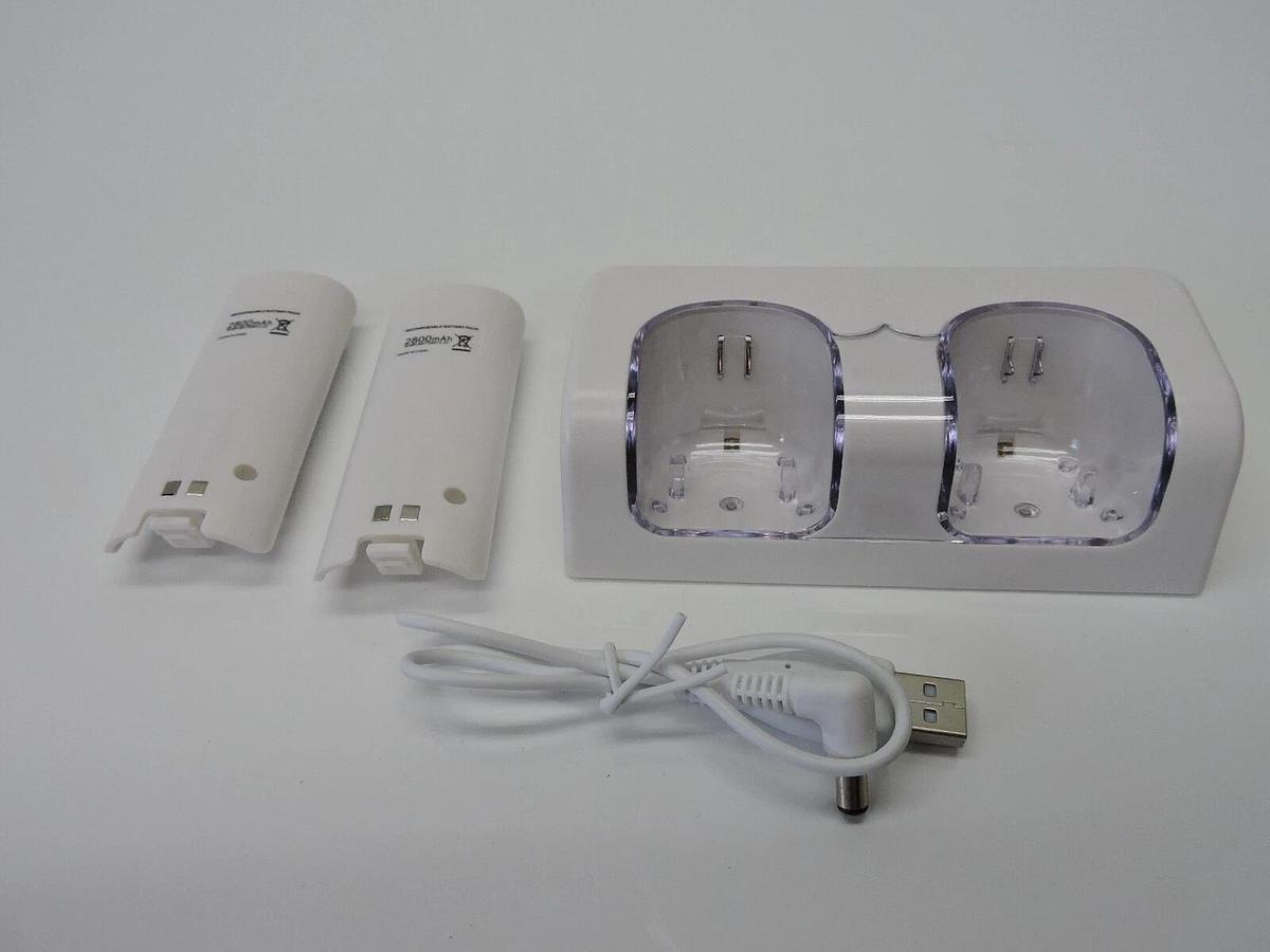 (2) - Dual Charger Charging Dock Station + 2 Battery For Wii / Wii U Controller