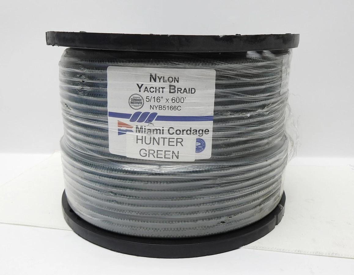 Nylon Yacht Braid Miami Cordage 5/16"x600' (Hunter Green) NYB5166C