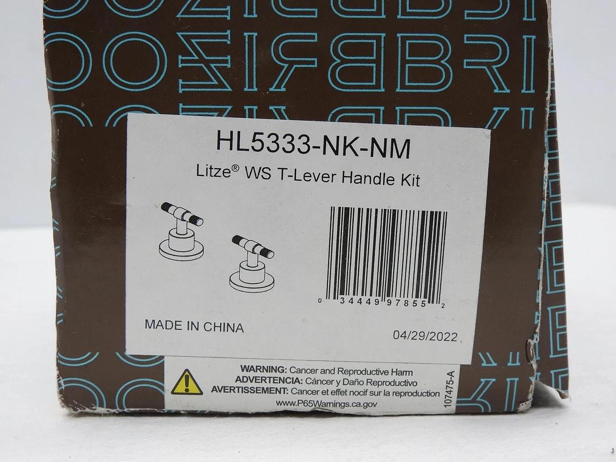 Brizo Litze HL5333-NK-NM Luxe Nickel Widespread T-Lever Knurl Handle Kit NEW!