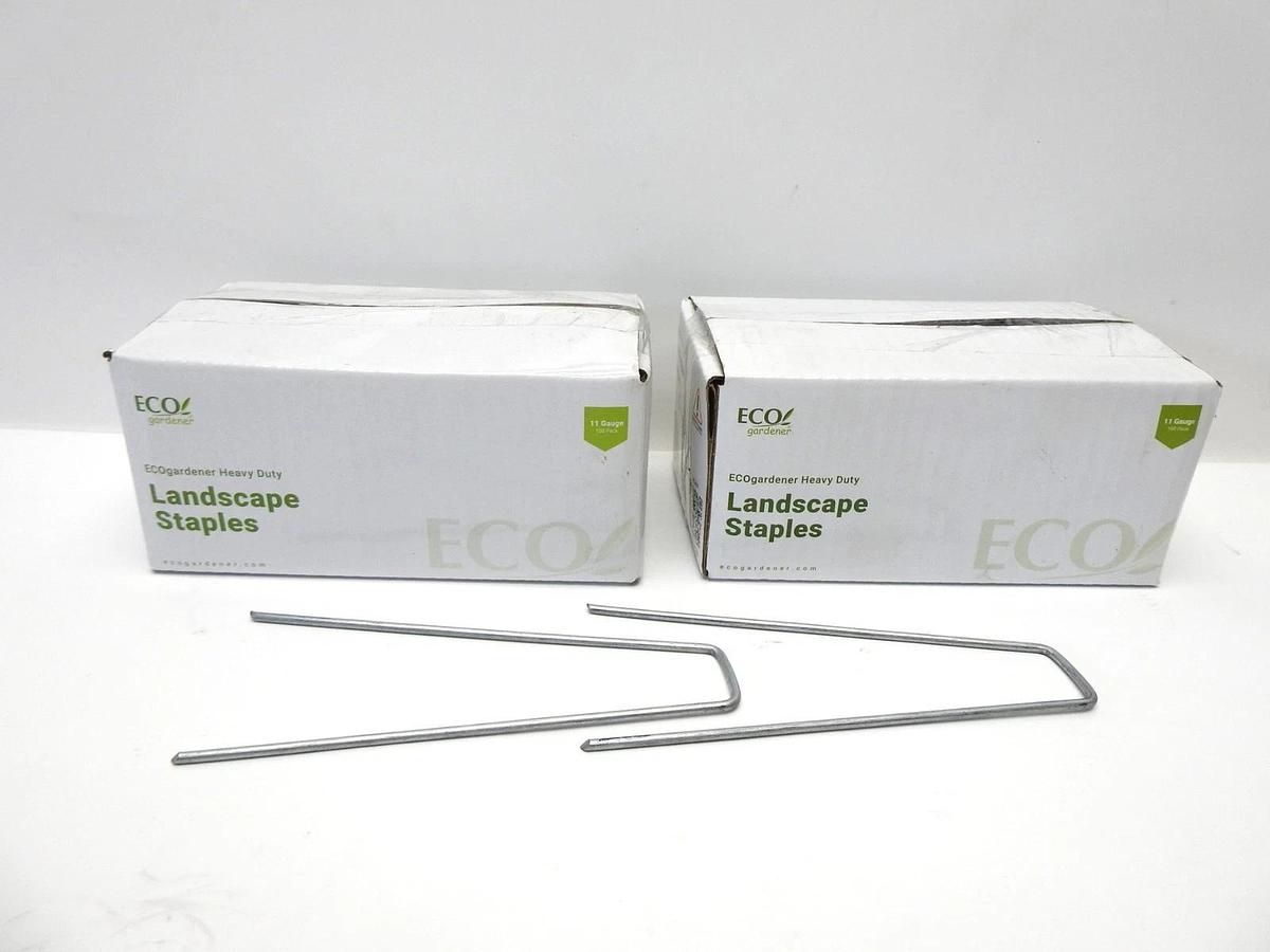 Eco Gardener 11 Gauge Heavy Duty Landscape Staples 6" Long Weed Guard (200 Pack)