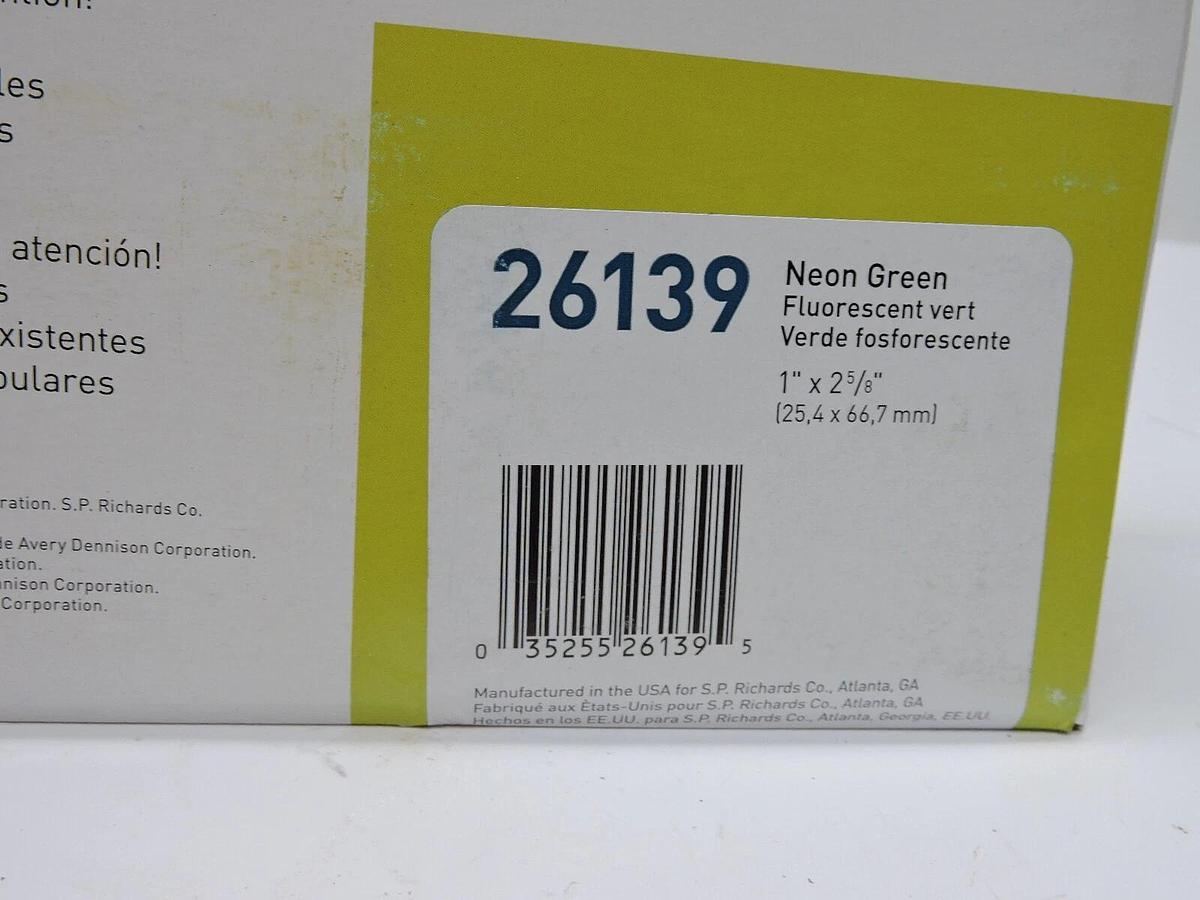 (5 Pk) Business Source Laser Label Fluorescent 1"x2-5/8" 750/PK Neon Green 26139 35255261395