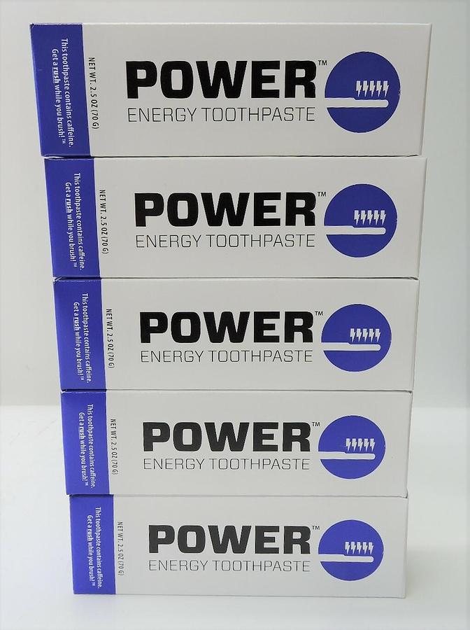 (5 PACK) Power Toothpaste Caffeinated Energy Toothpaste Indiegogo 2.5oz 70g Tube