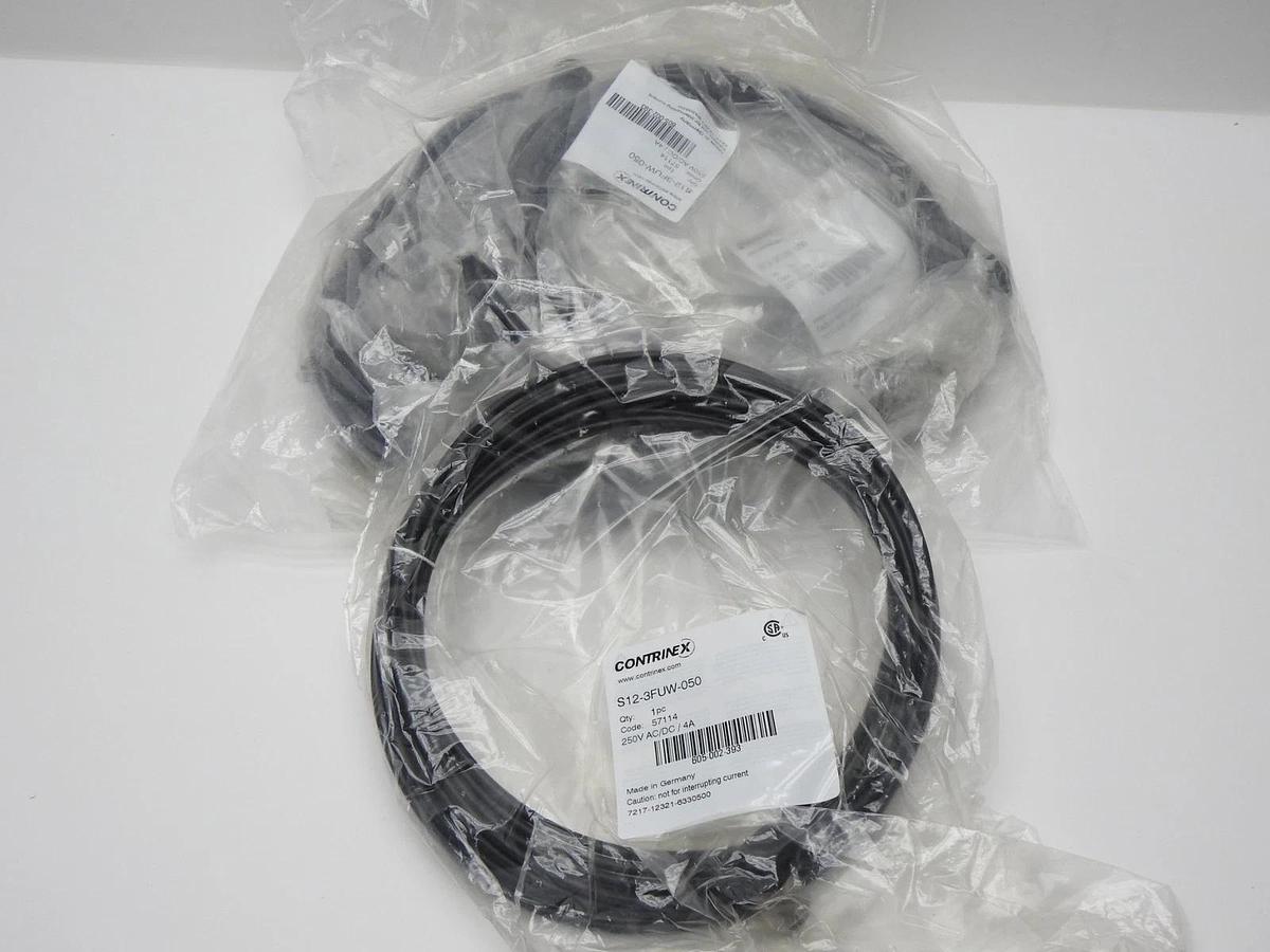 Lot of 10 - Contrinex S12-3FUW-050 Sensor Connection 3-Pole, Right Angle, PUR 5M