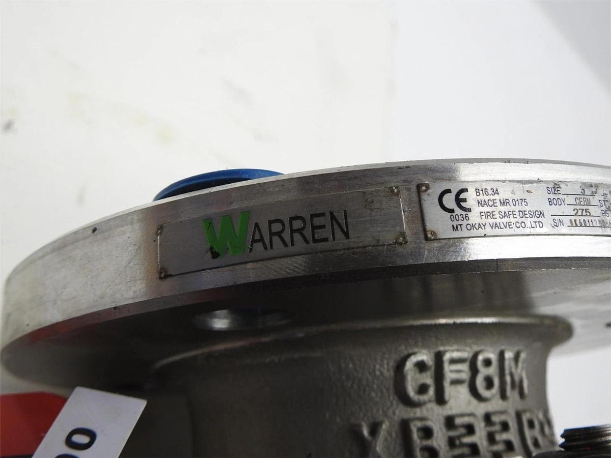 WARREN Stainless Steel Ball Valve 3" Class 150 RF Flanged CF8M Full Port Gear