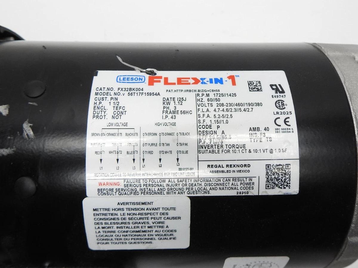 Marathon Electric FX32BK004 , 1.5 HP General Purpose Motor 56T17F15954, 3PH NEW