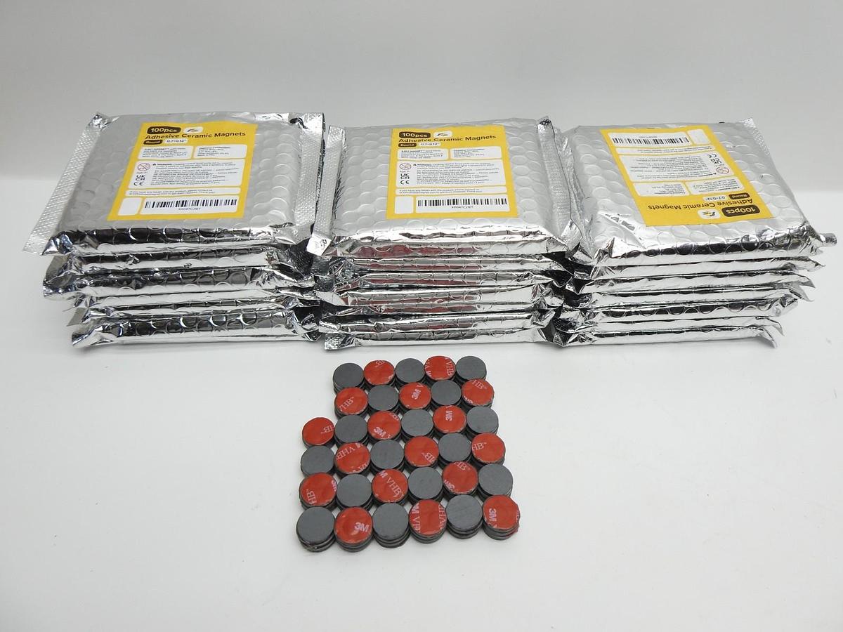 Lot of 22 Adhesive Ceramic Magnets (0.7x0.12"/18x3mm 100 pcs w/ Adhesive Backing