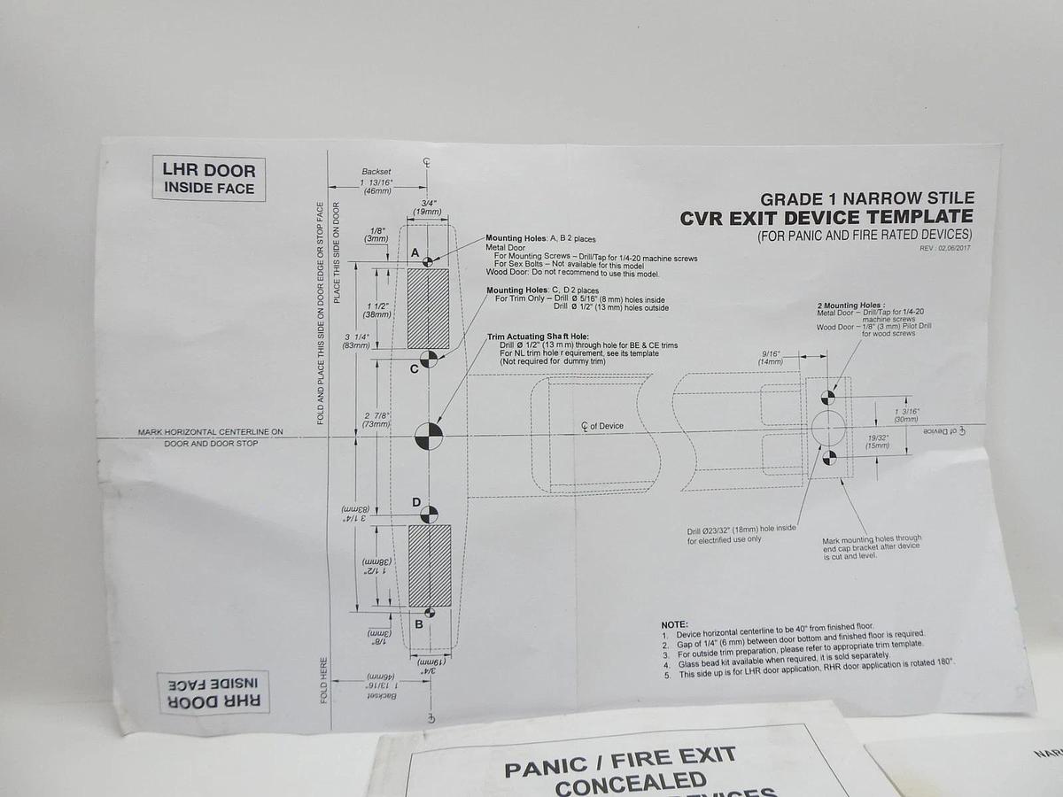 PAMEX Panic Fire / Exit Concealed Vertical Rod Devices Narrow Stile Design LH