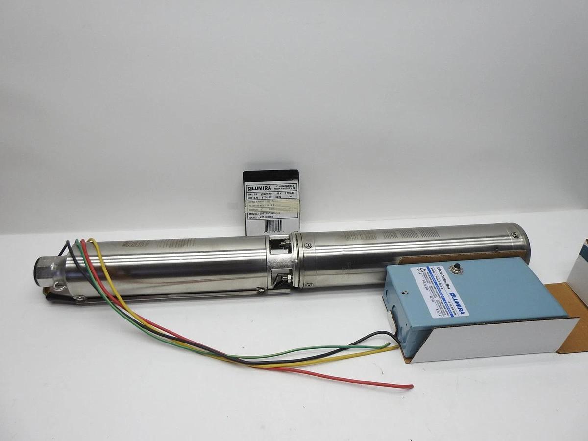 Lumira 4" Submersible Pump + Motor + Control Box 1HP, 10GPM / 12, 1PH - NOB NEW!