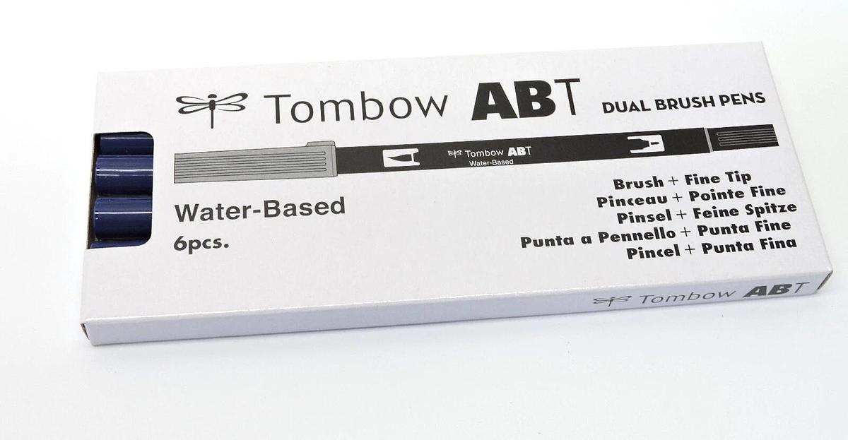 (Lot of 6) - Tombow 56560 Dual Brush Pen Art Marker, ABT 569 Jet Blue - NEW!