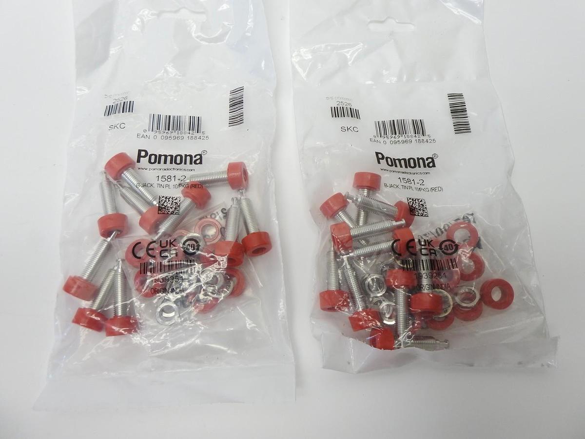 20 Pack - Pomona 1581-2 Red Panel Mount Banana Jacks