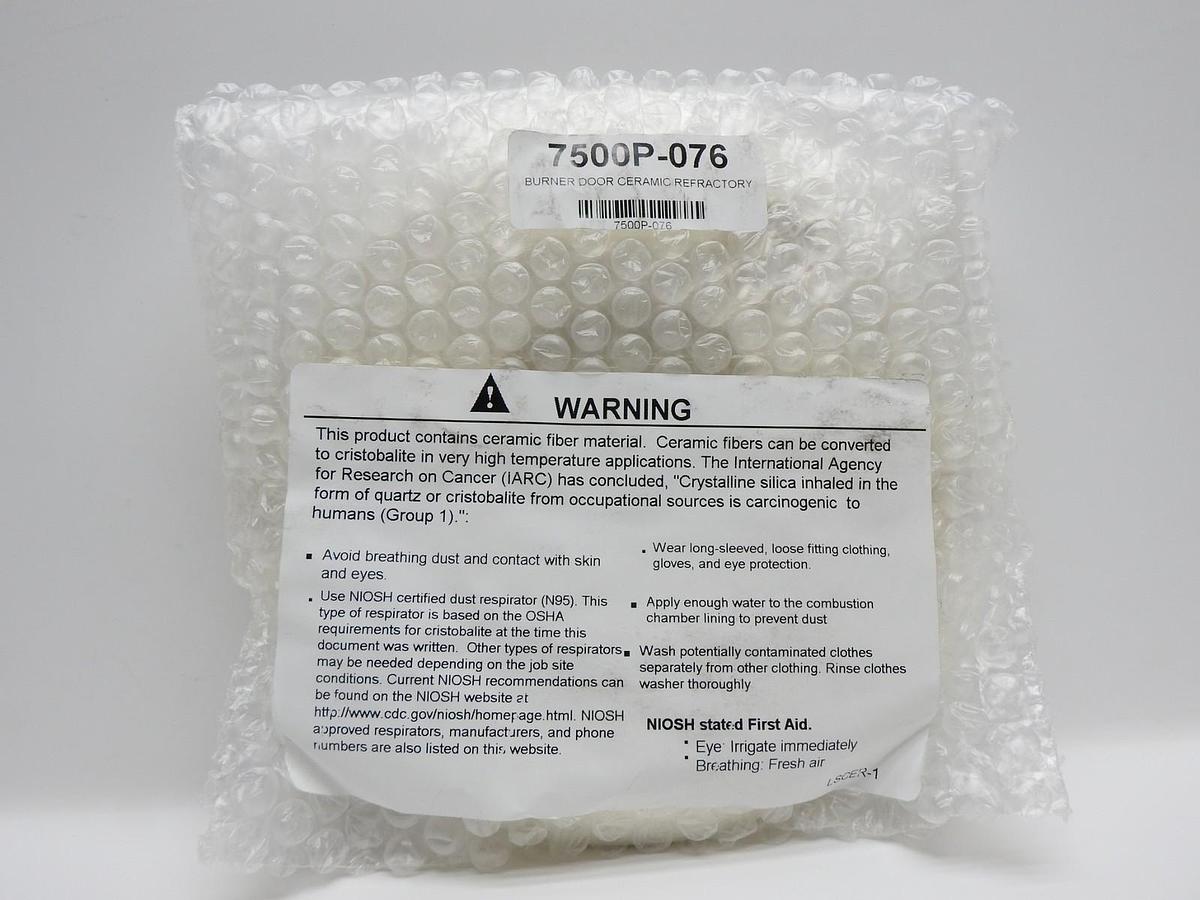 HTP 7500P-076 Burner Door Ceramic Refractory MC50, MC80, MC99, MC120 OEM NEW!