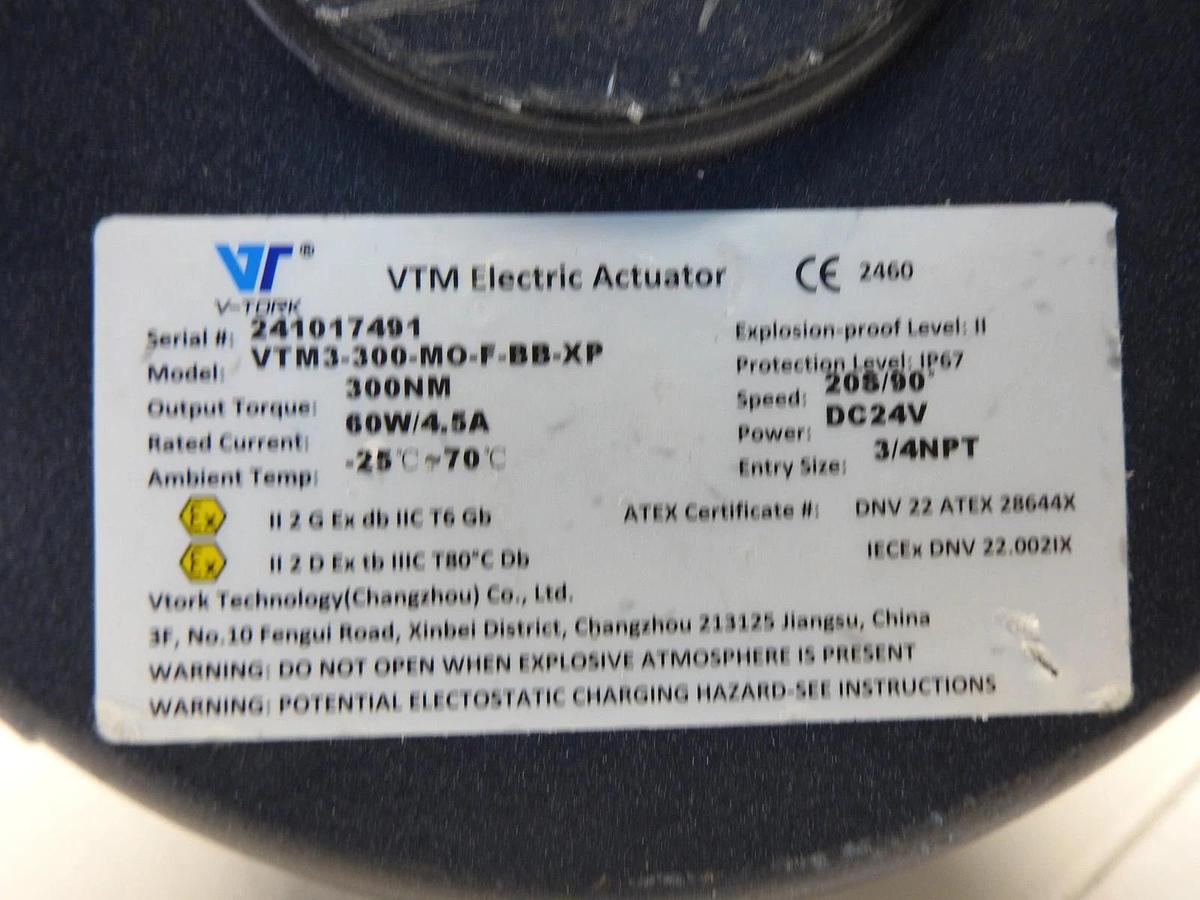 Vtork VTM Electric Actuator VTM3-300-MO-F-BB-XP | 60W/4.5A 300NM DC24V 3/4NPT