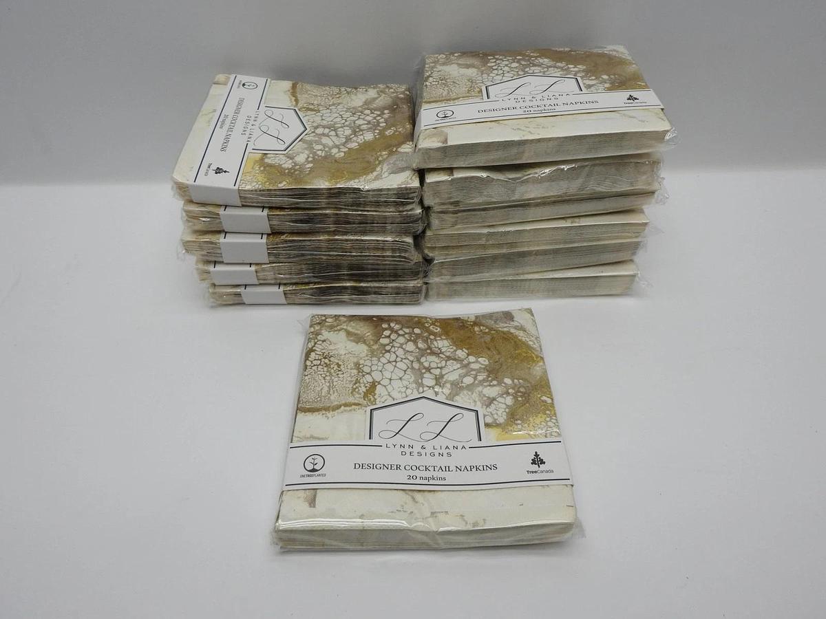 Lynn & Liana Designs Cocktail Napkins (x12 packs of 20 Napkins/Pack) Gold Quartz