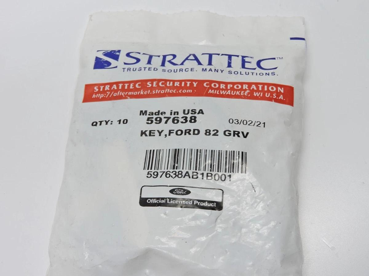(Lot of 10) OEM Ford Logo Uncut Key Blank Black Plastic Molded Head 597638 OEM!
