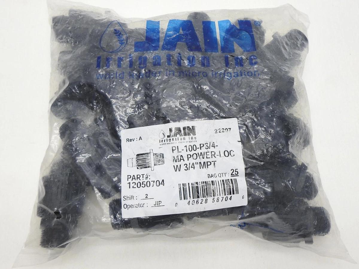 25/pk JAIN Irrigation PL-100-P3/4-MA POWER-LOC W 3/4"MPT