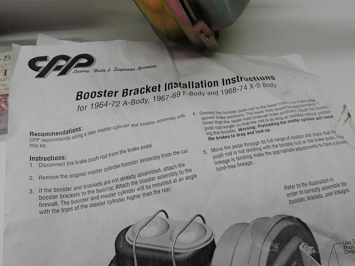 CPP Power Brake Booster Bracket for 1964-72 A Body, 1967-69 F Body, 1968-74 X-B