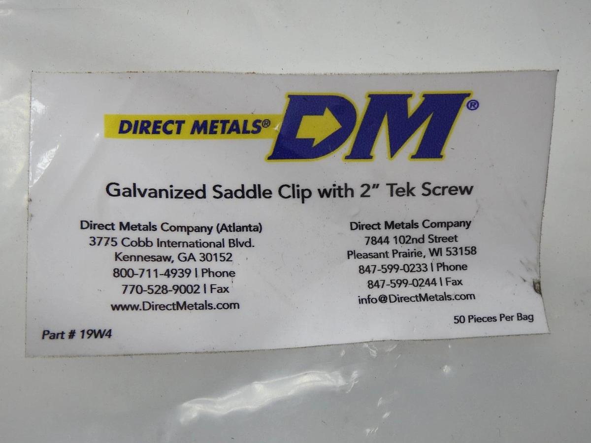 Direct Metals DM Galvanized Saddle Clip with 2" Tek Screw #19W4 (Bag of 50)