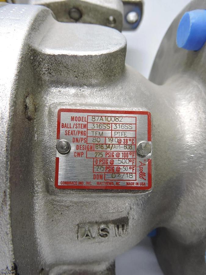 APOLLO 87A10082 Ball Valve 3" CF8M 150 Conbraco 87A-100 Series 316SS NOB NEW