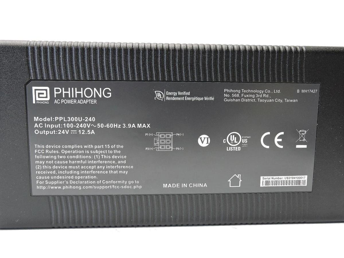 Phihong PPL300U-240 Desktop AC Adapters 300W 24V 12.5A C14 Input 6 Pos Conn NEW