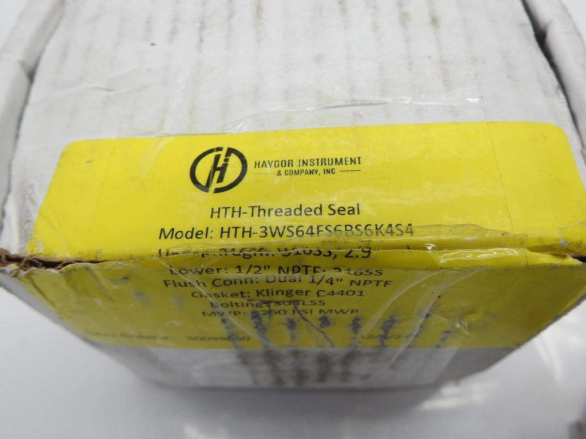 Haygor HTH-Threaded Seal 1/2" NPTF 316SS, Dual 1/4" NPTF HTH-3WS64FS6BS6K4S4 NEW
