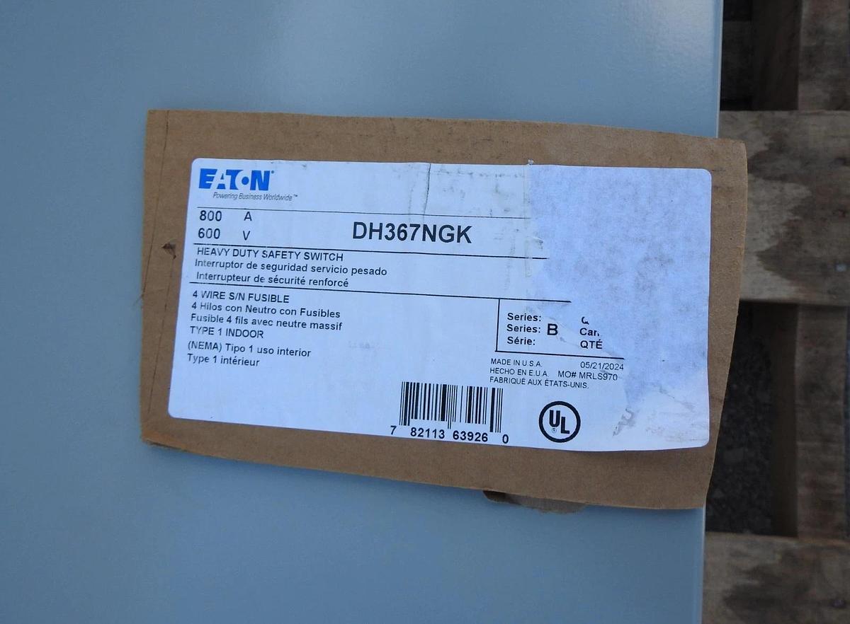 Eaton Cutler Hammer DH367NGK Safety Disconnect Switch 800A 3P 600V 3PH - NOB NEW