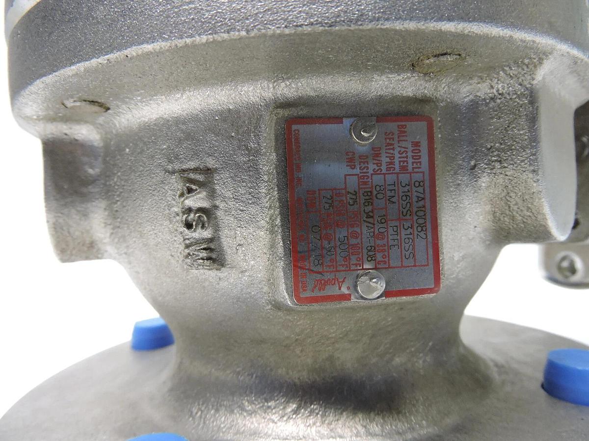 APOLLO 87A10082 Ball Valve 3" CF8M 150 Conbraco  87A-100 Series 316SS PFM PTFE