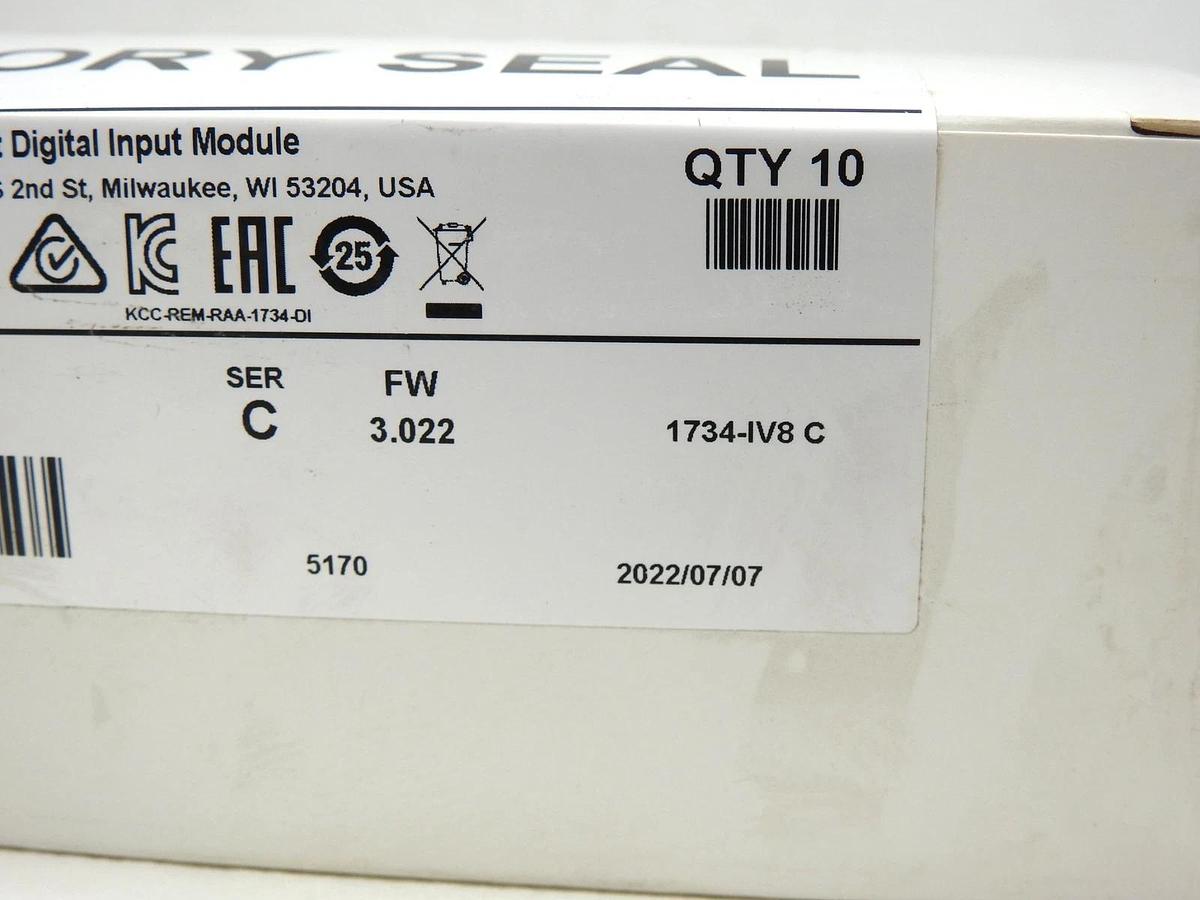 Box of 10 *2022* NEW Allen Bradley 1734-IV8 I/O 8 Point Digital Input Module USA