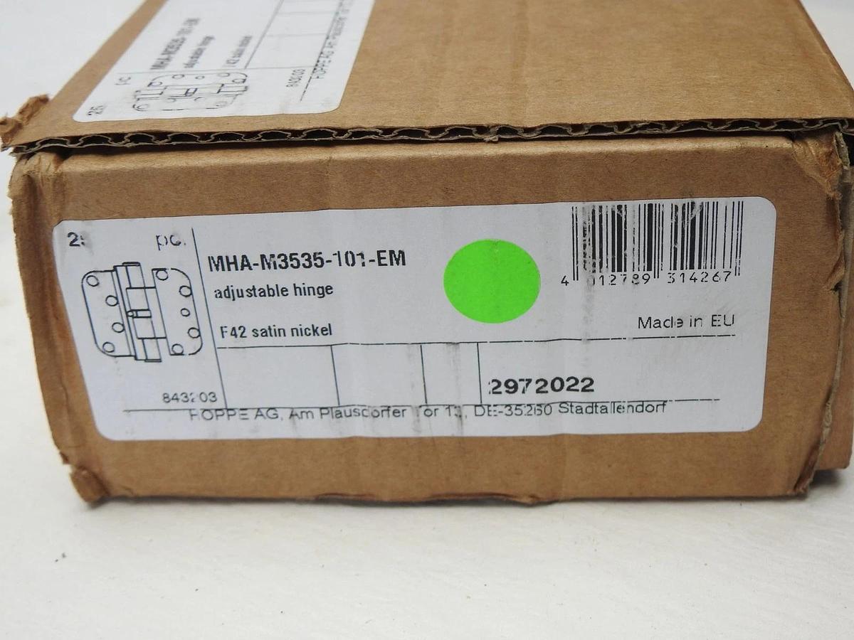 HOPPE F42 Satin Nickel Adjustable Hinge MHA-M3535-101 (25/Box) - NEW!