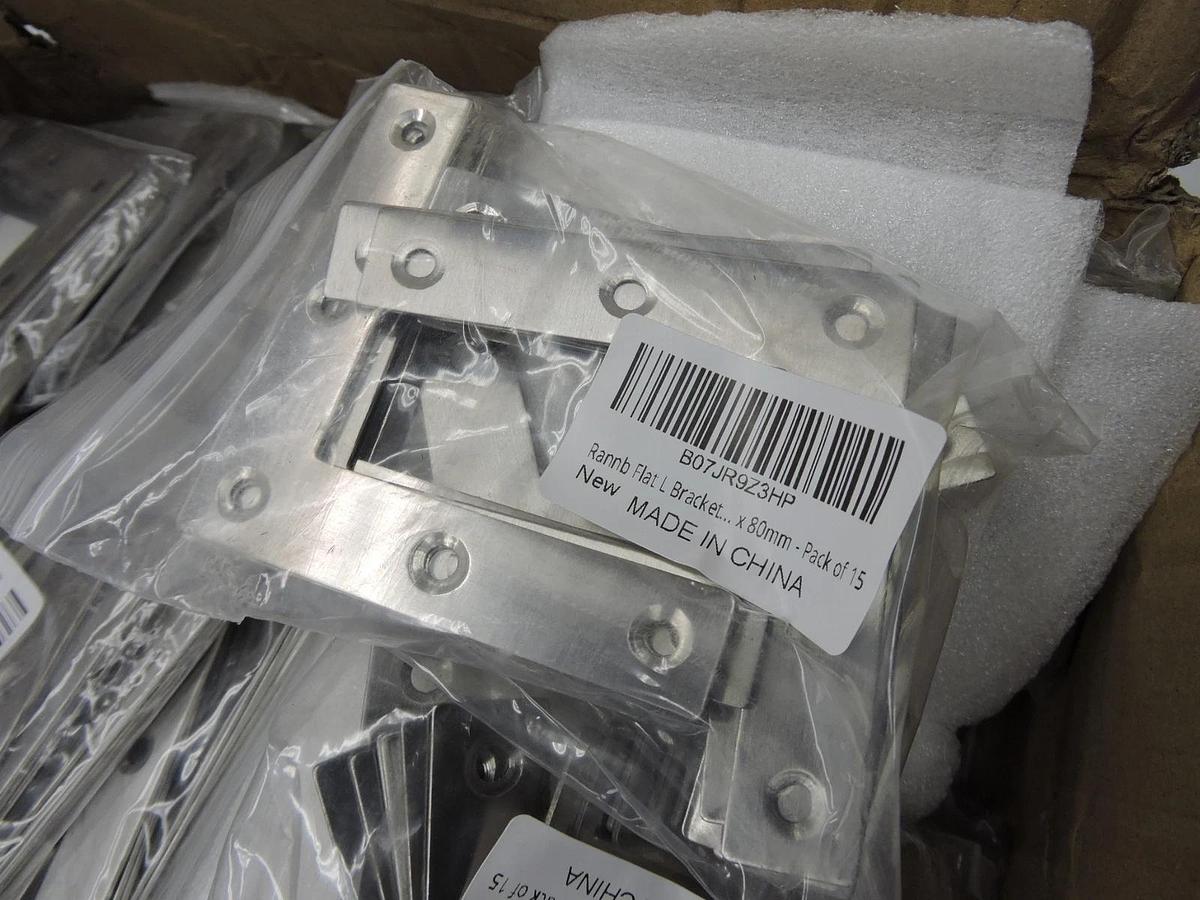 (LOT OF 60) Rannb Flat L Bracket Right Angle Brackets 80mm x 80mm -WHOLESALE LOT