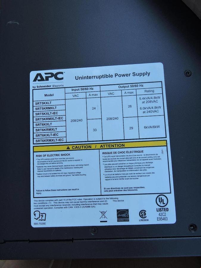 APC SRT5KRMXLT Smart-UPS SRT - NOB UNUSED-  READ DESCRIPTION