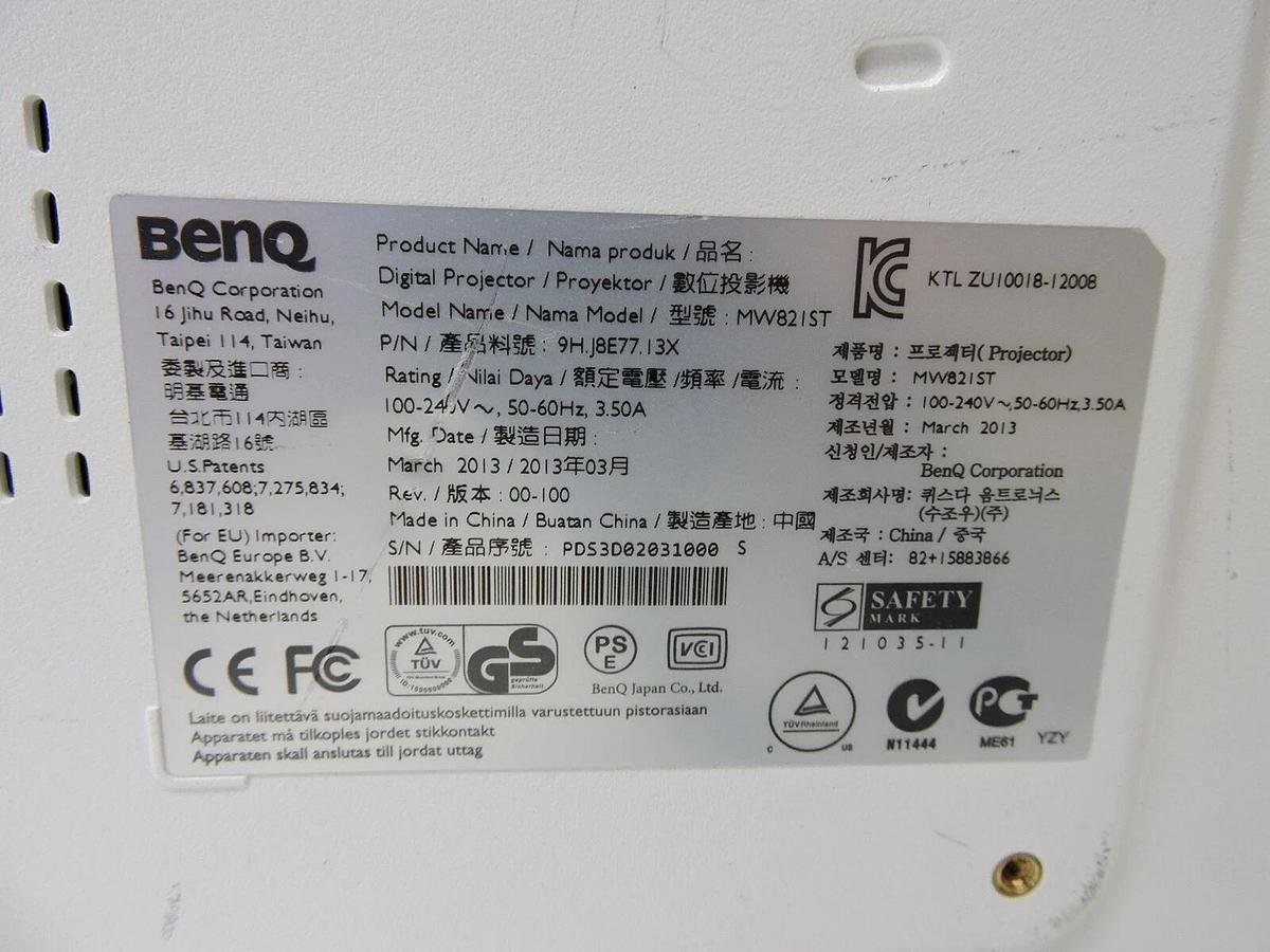 BenQ MW821ST 3000 Lumen WXGA Short Throw SmartEco 3D Interactive DLP Projector