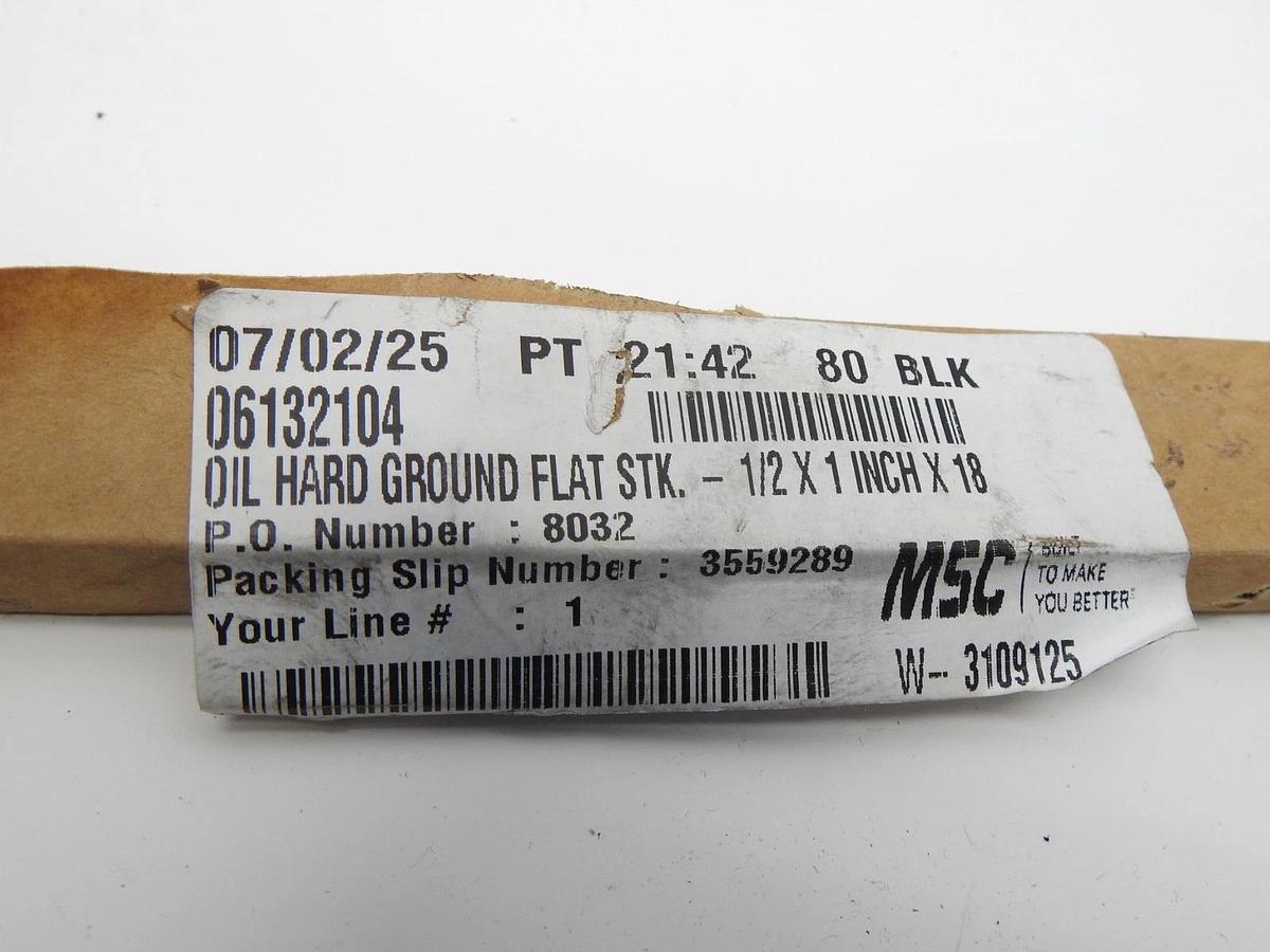 Oil-Hardening Flat Stock: 1/2" Thick, 1" Wide, 18" Long, ±0.001" Thickness Toler