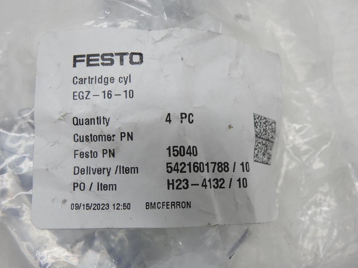 Lot of 4 - FESTO Thread bolt cylinder EGZ-16-10 15040 GENUINE OEM - NEW!