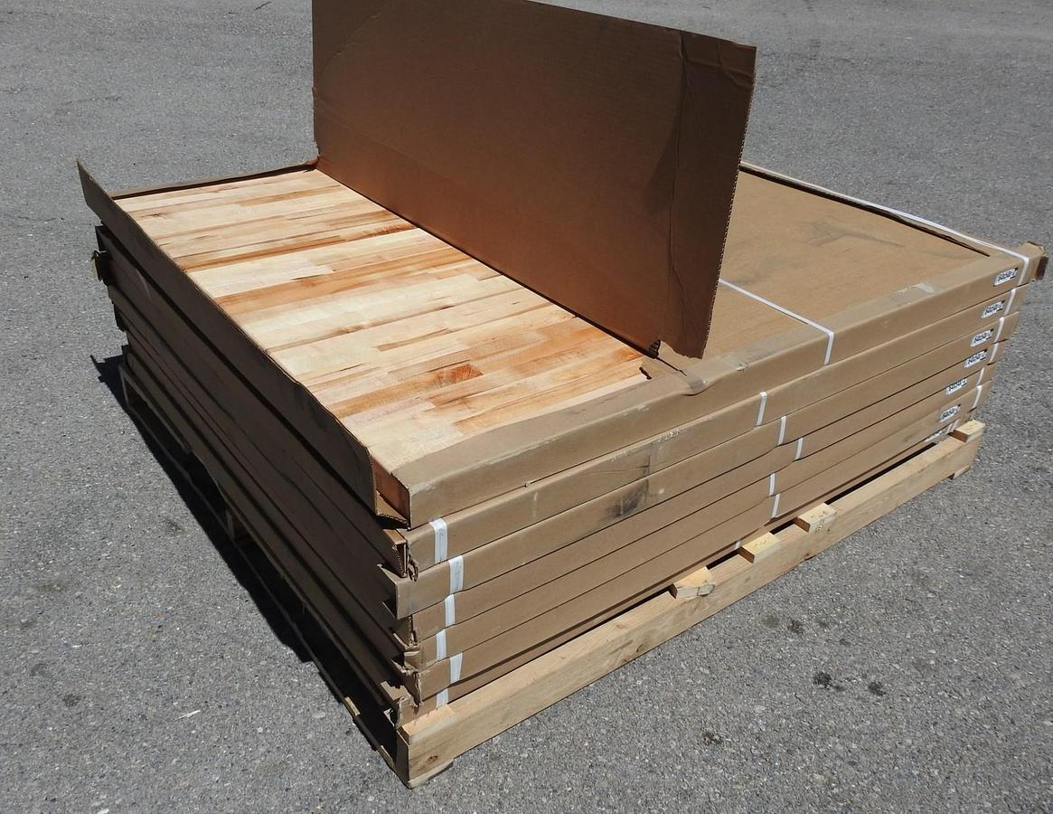Lot of 7-Butcher Block Bench CounterTop MAPLE 2-1/4" THICK 4-Student 64"L x 54"W