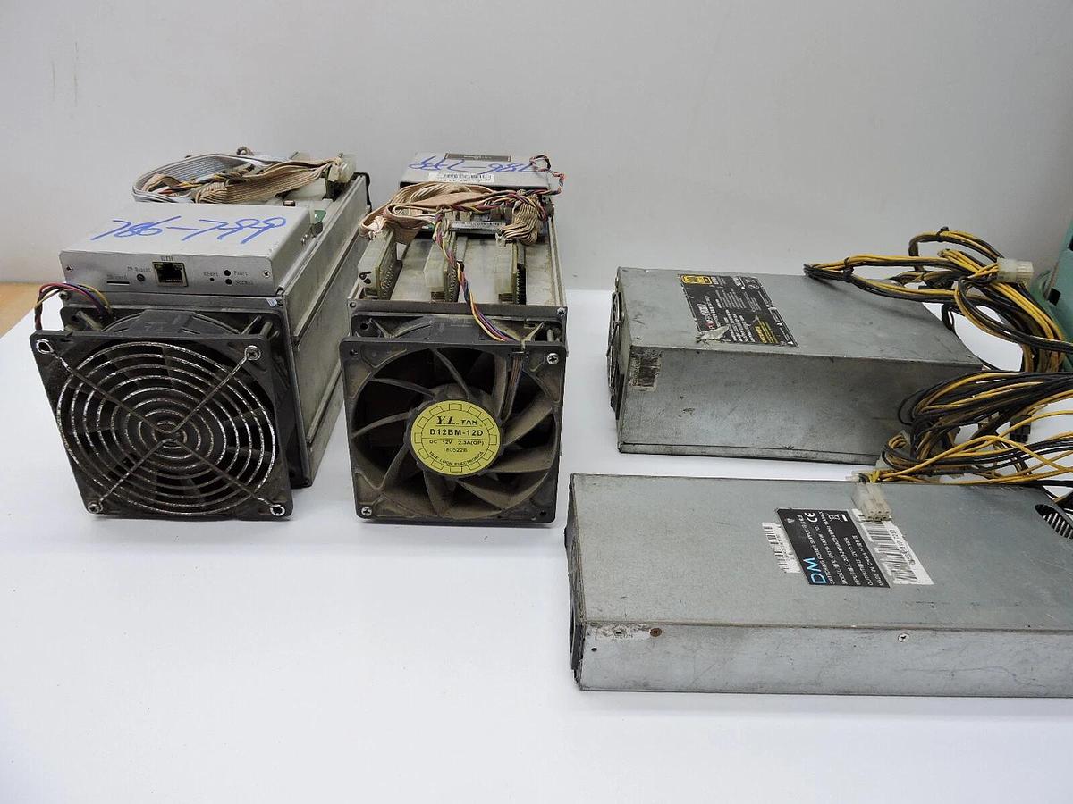(Lot of 2) S9 Bit Miner Crypto Miners w/ power supplies - AS IS READ