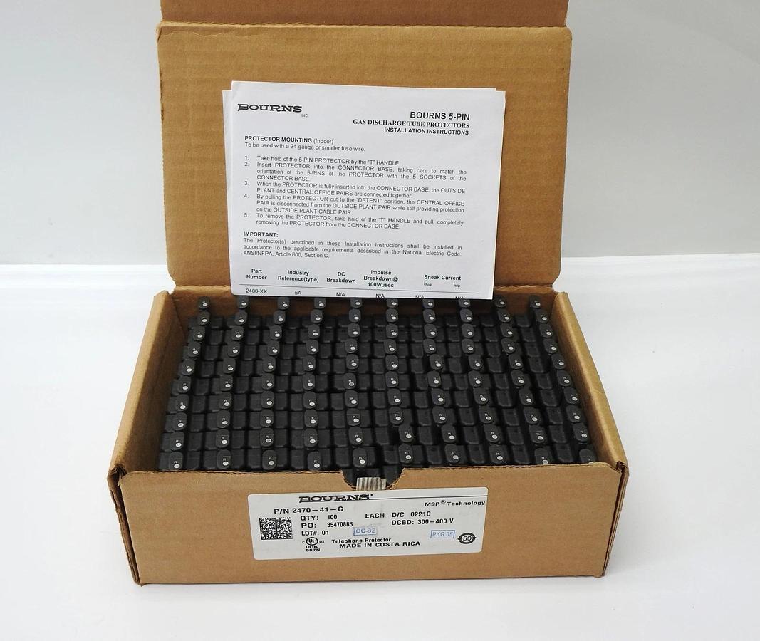 Box of 100 - Bourns 2470-41-G 5-Pin Gas Discharge Tube Protectors 2470 Series