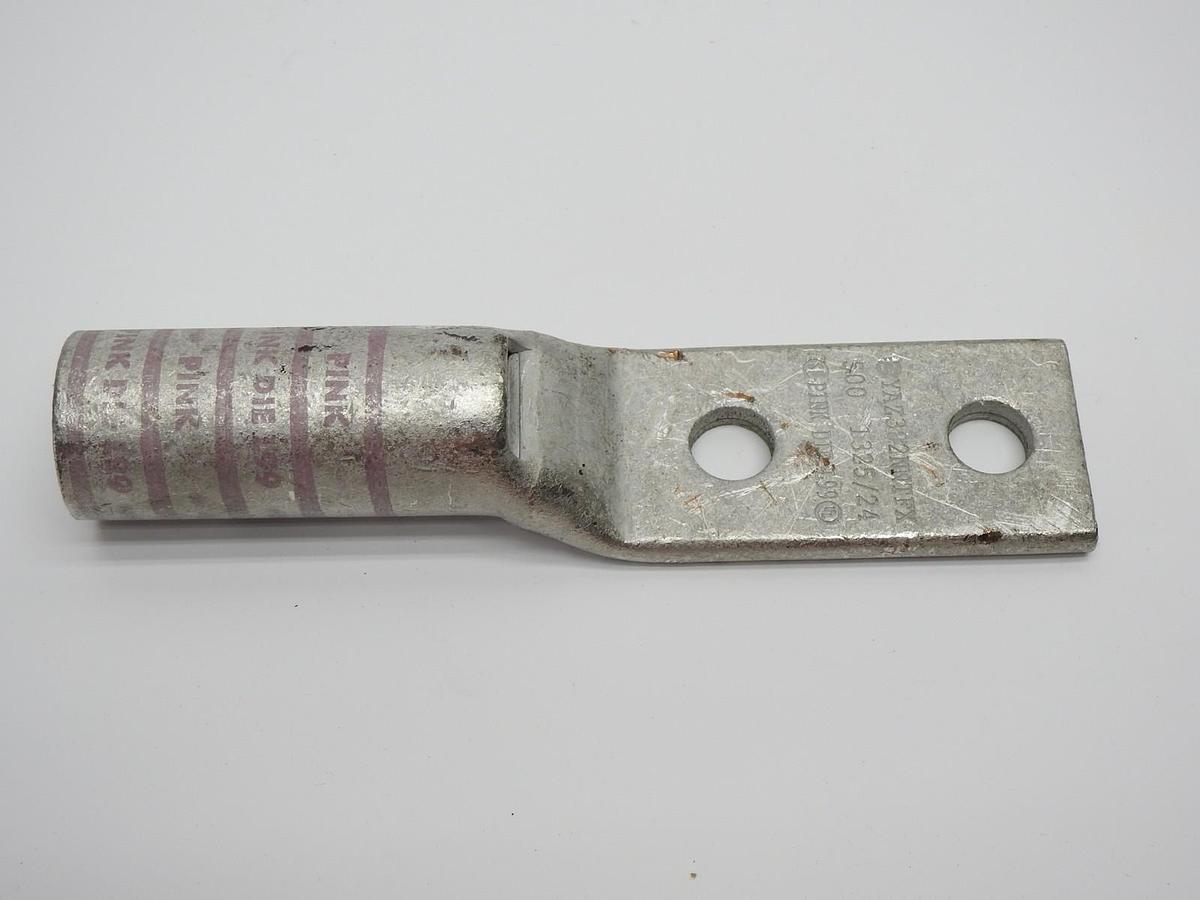 Burndy YAZ382NNTFX Two Hole Lug Compress Conct 500 Kcmil PINK - NOB NEW!